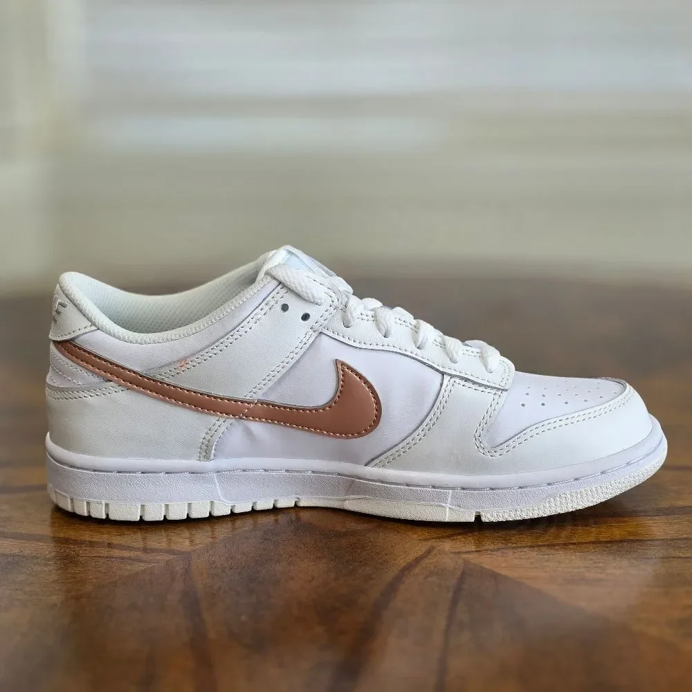 Nike Dunk Low White Pink Metallic Bronze Women's Shoe's Size 8.5 New DH9765-100